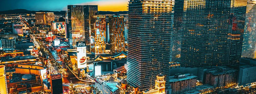 Aerial View of Las Vegas at Sunset