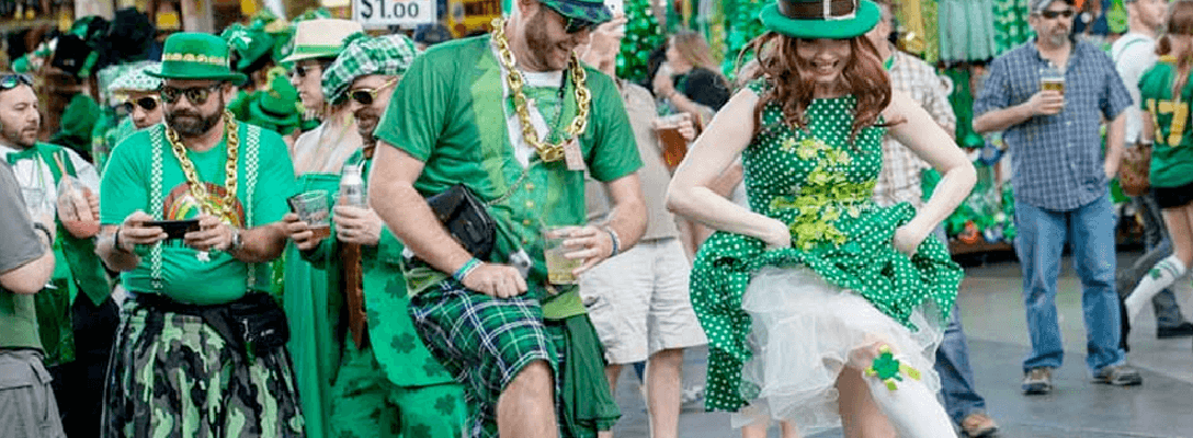 People Dancing at the Fremont Street St. Patrick’s Day Celebration