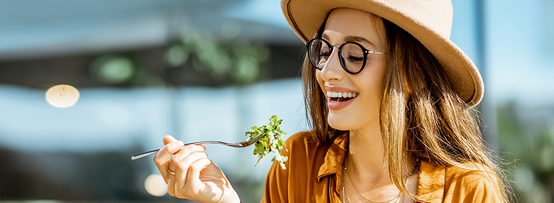 Woman Eating Healthy Las Vegas Meal